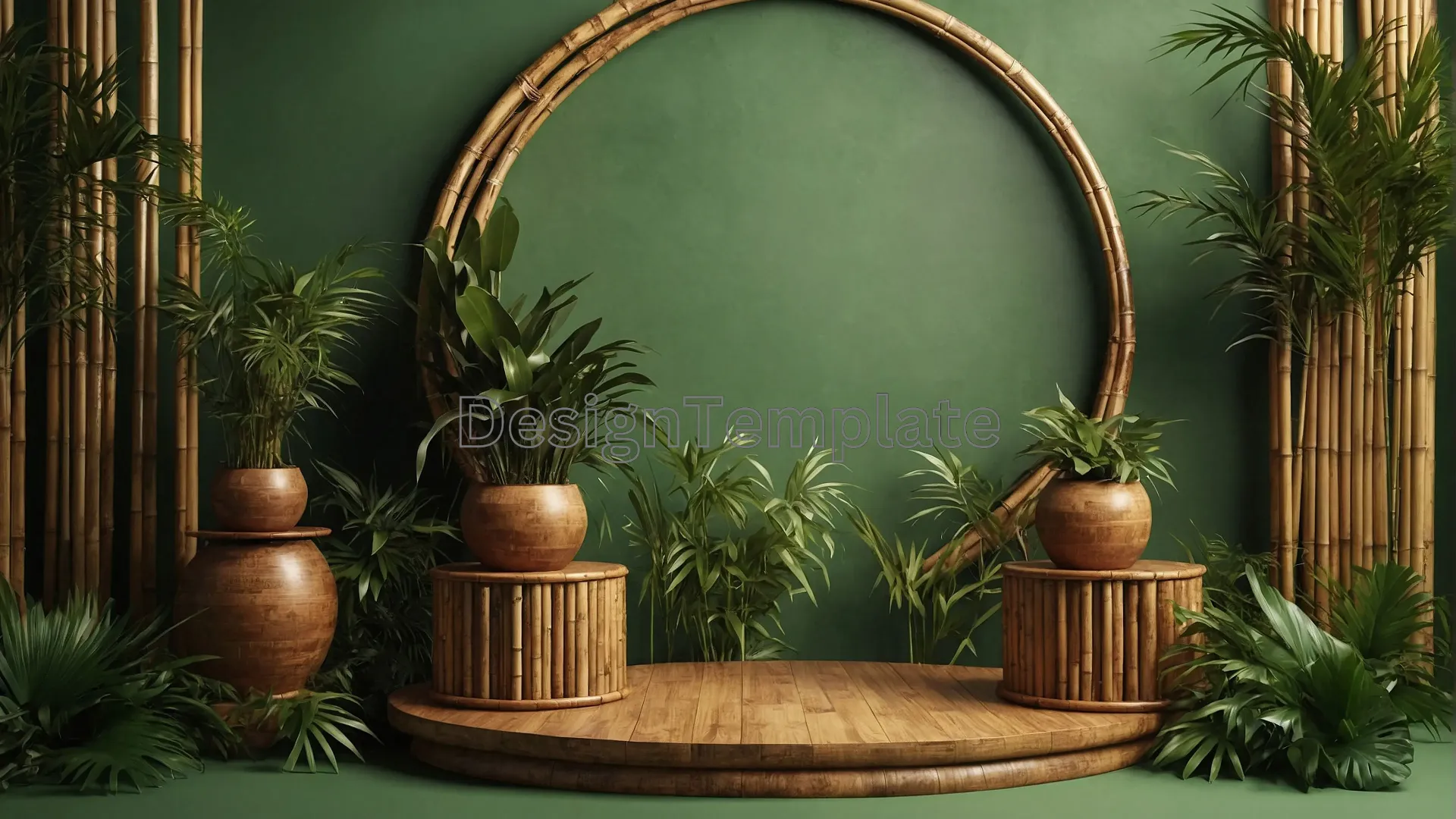 Serene Greenery Mirror View Peaceful Indoor Garden Background image